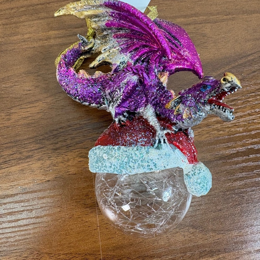 Mystical Dragons Holiday Ornaments on Crystal Ball and‎ Resin Dragons Lot of 7